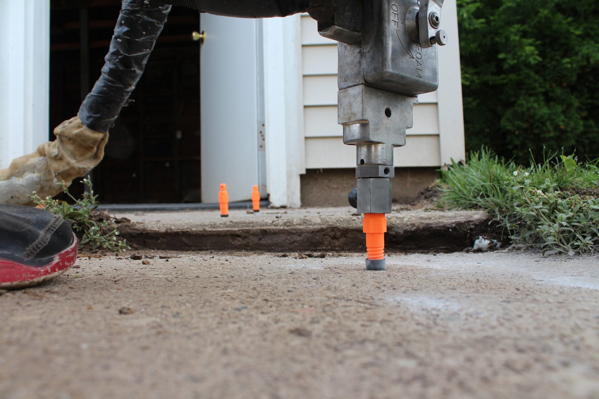 Ports patched and slab leveled — completed foam lifting job Utah County